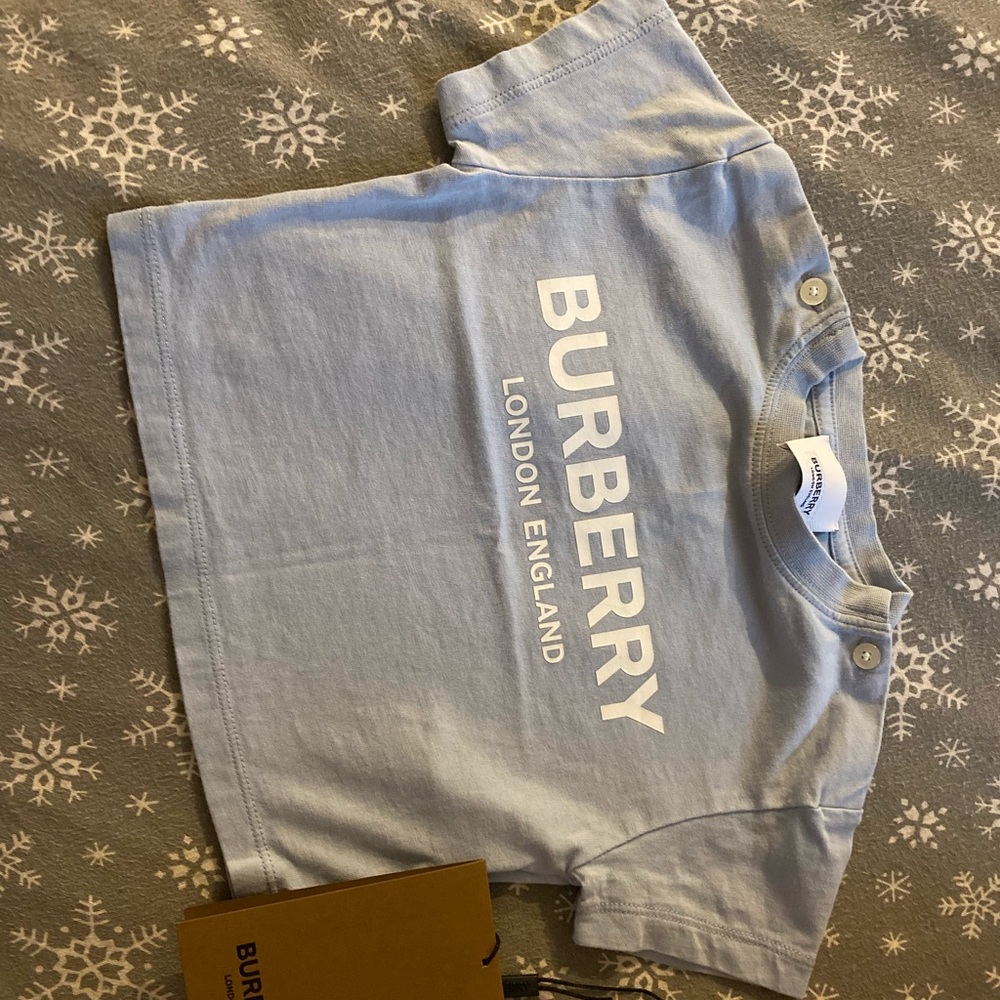 Kids Burberry tshirt blue size 6m originally $100